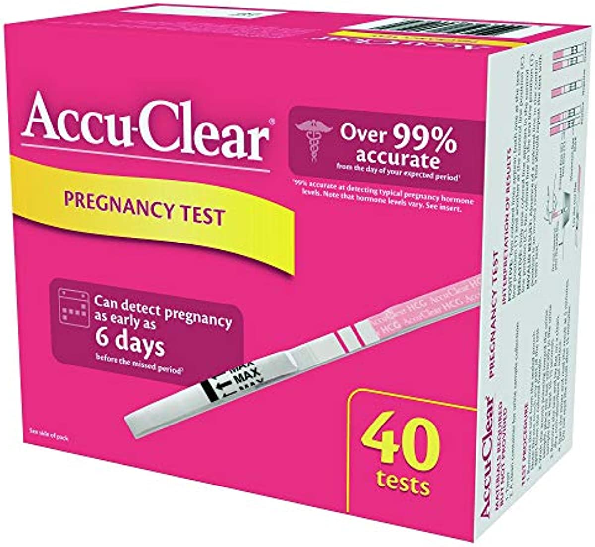 Accu-Clear Pregnancy Test Strips Over 99{f2156fc9aee13aafc51e60d98538426cabe8b876b587ae74cce47b2ee407224f} Accurate HCG Tests, 40 Count