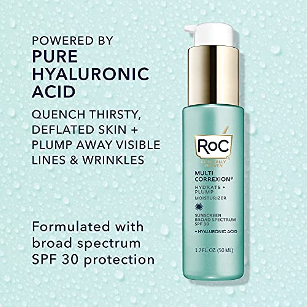 RoC Multi Correxion 1.5{246eb326121925eae9f805b36f8f320049ce26047920ec7cef0eaf2a193828d9} Pure Hyaluronic Acid Anti Aging Daily Face Moisturizer with Broad Spectrum Sunscreen SPF 30 (1.7 oz) + Eye Cream Packette, Paraben-free Skin Care for Women & Men