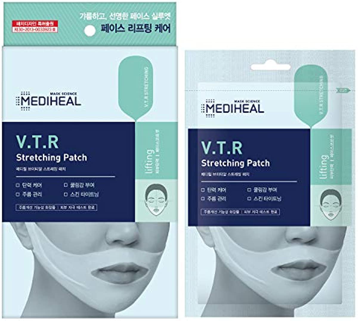 Mediheal V.T.R Stretching Patch 1 pack (4pcs) - High Adhesive Tension Intensive Face Lifting and Tightening Band Mask Sheet, Anti-Aging, Prevents Double Chin for Sagging Skin, Firming and Elasticity