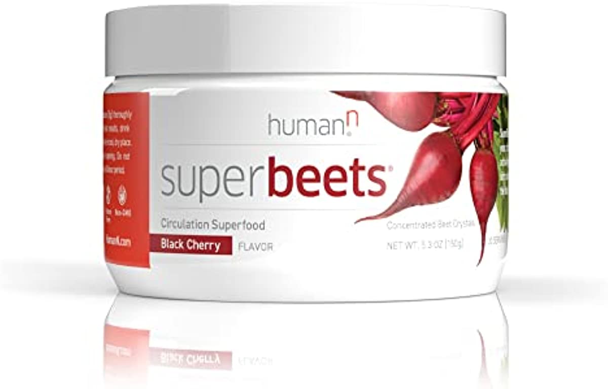 HumanN SuperBeets Black Cherry - Beet Root Powder - Nitric Oxide Boost for Blood Pressure, Circulation & Heart Health Support - Non-GMO Superfood Supplement - Natural Black Cherry Flavor, 30 Servings