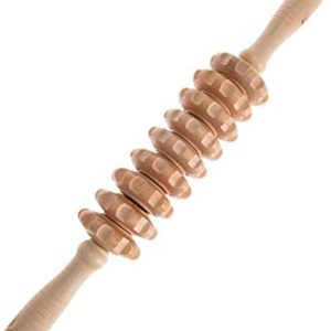 Liitrton Manual Wooden Fascia Massage Roller Trigger Points for Release Cellulite Sore Muscle Blasting (White)