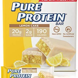 Pure Protein Bars, High Protein, Nutritious Snacks to Support Energy, Low Sugar, Lemon Cake, 1.76 oz, 12 Count