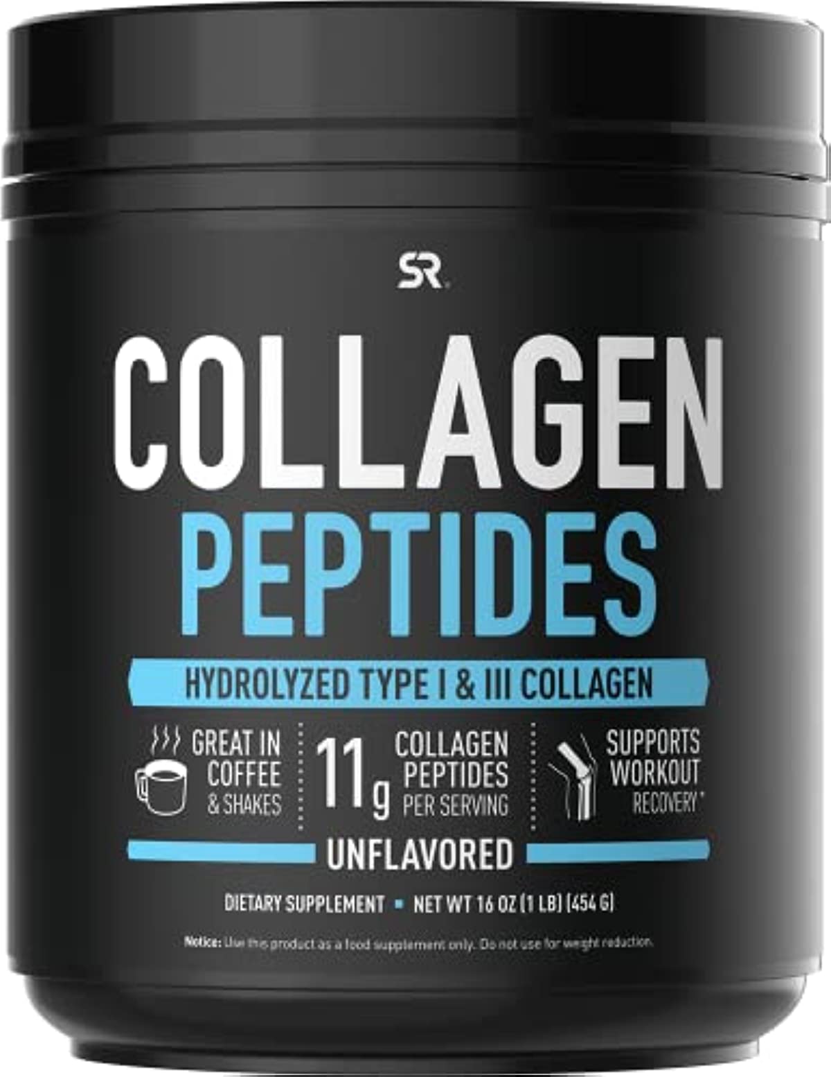 Sports Research Collagen Powder Supplement - Vital for Workout Recovery, Skin, & Nails - Hydrolyzed Protein Peptides - Great Keto Friendly Nutrition for Men & Women - Mix in Drinks (16 Oz)