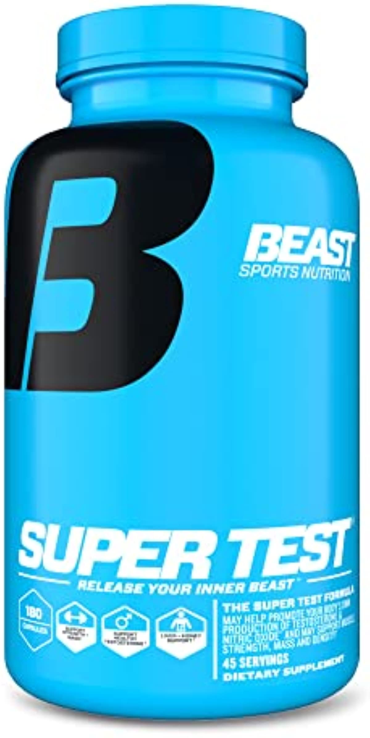 Beast Sports Nutrition Super Test - 180 Capsules - Maximize Strength, Faster Recovery & Increase Performance - 45 Servings