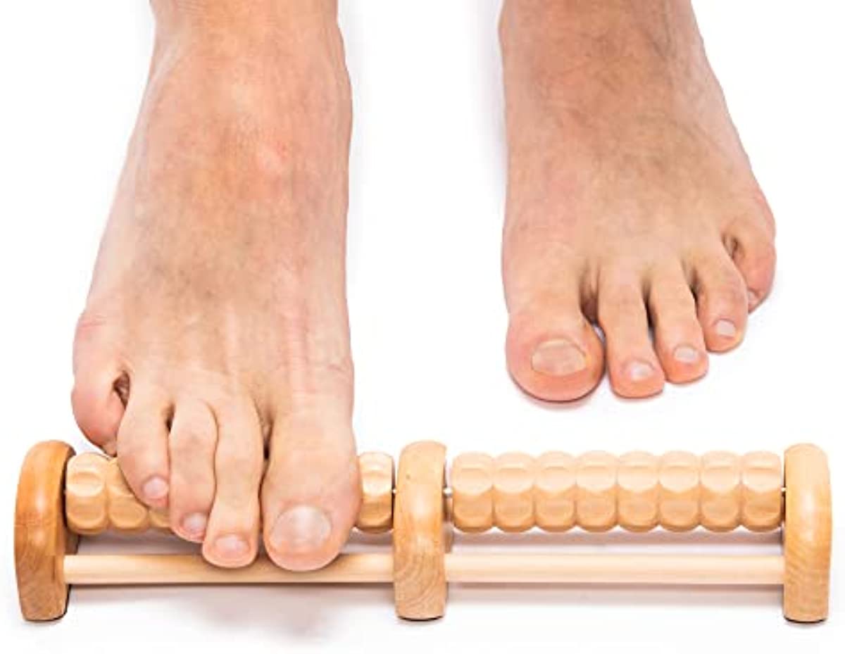 TheraFlow Foot Massager Roller, Foot Roller for Plantar Fasciitis Relief - Foot Pain, Neuropathy, Heel Arch, Stress Relief - Relaxation Gifts for Women, Men, Reflexology Tool - Wooden (Dual)