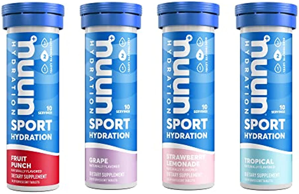 Nuun Sport: Electrolyte Drink Tablets, Juice Box Mixed Box, 4 Tubes (40 Servings), 10 Count (Pack of 4)