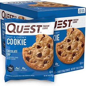 Quest Nutrition Chocolate Chip Protein Cookie, Keto Friendly, High Protein, Low Carb, Soy Free, 12 Count \"Packaging may vary\"