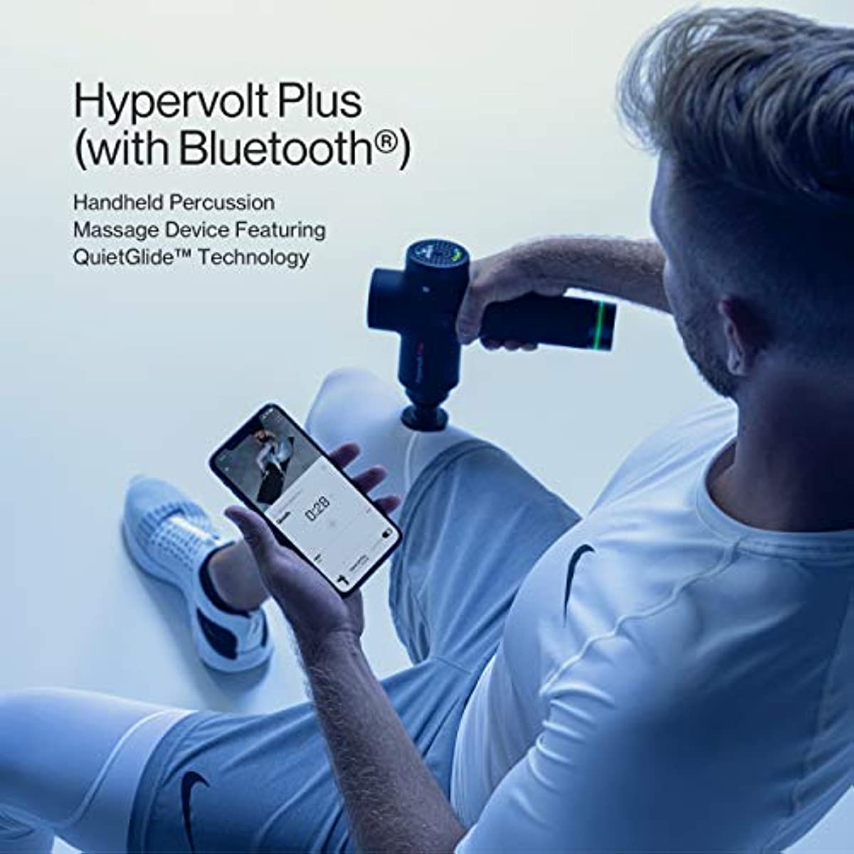 Hypervolt Plus, Featuring Quiet Glide Technology - Handheld Percussion Massage Gun | 3 Speeds, 5 Interchangeable Heads | Helps Relieve Sore Muscles and Stiffness (Hypervolt Plus w/ Bluetooth)