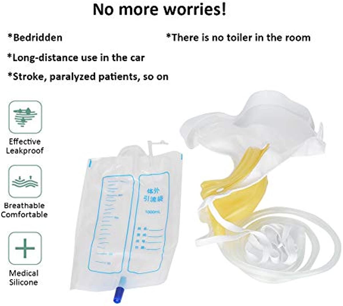 Urine Collector Bag, Adults Urinal with Urine Catheter Bags Latex Ventilate Urine Collector Travel Incontinence Bags with Elastic Waistband for Women Men(Women Normal Type)