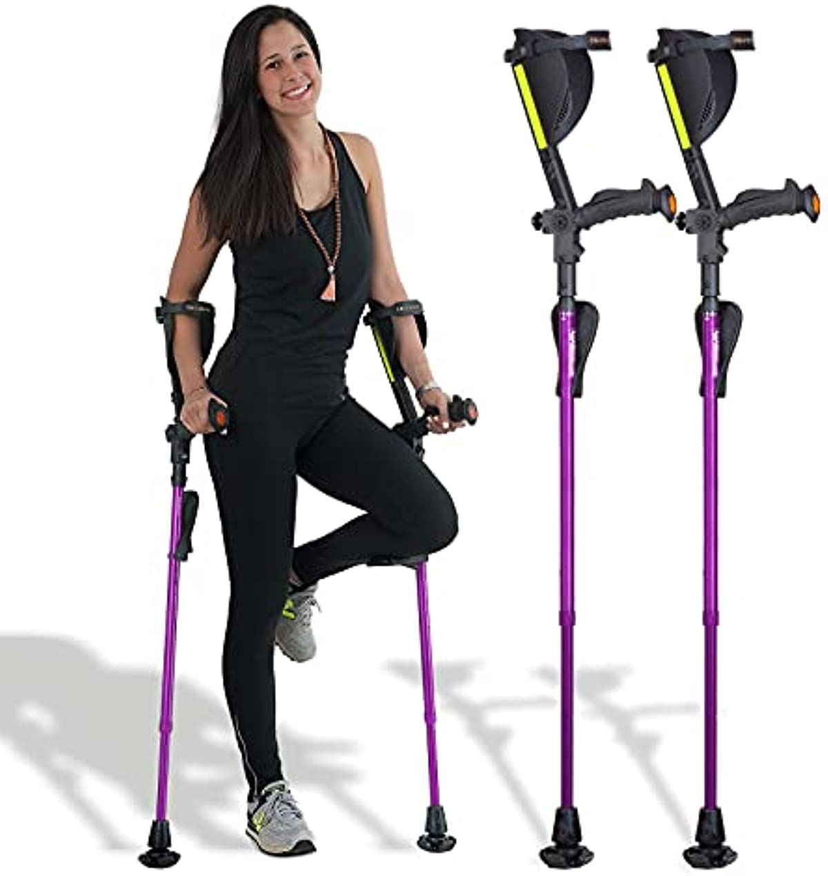Ergobaum 7G by Ergoactives. 1 Pair (2 Units) of Ergonomic Forearm Crutches - Adult 5\' - 6\'6\'\' Adjustable (Purple)