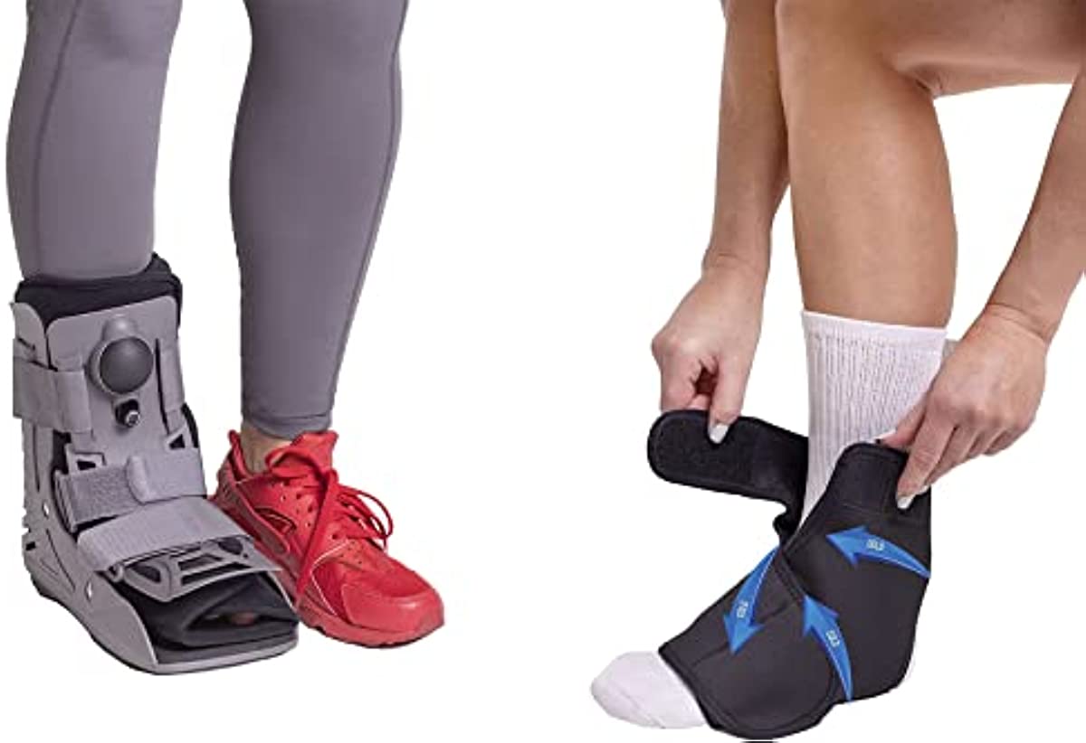 Brace Align Ultra Light Short Full Shell Walking Boot (S) + Ankle & Foot Reusable Ice Pack (S/M)