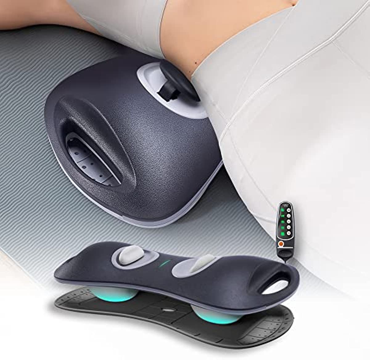 ALPHAY Multifunctional Lumbar Traction Device with Dynamic Lumbar Stretching & Knead Massage, Heat & Vibration Physical Therapy, Lower Back Massager Lumbar Traction at Home, Office, Waist Pain Relief