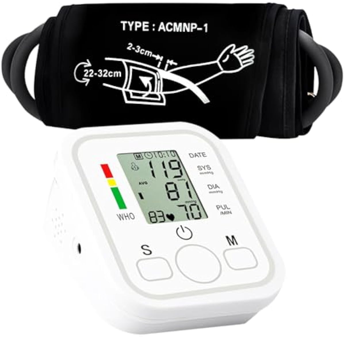 Blood Pressure Monitors for Home use, Upper Arm Automatic Digital Monitor, Wide-Range Arm Cuff,White