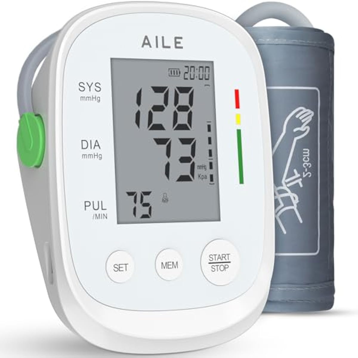 Blood Pressure Monitor,AILE blood pressure machine Upper Arm Large Cuff(8.7\"-16.5\"Adjustable),automatic high blood pressure cuff for home use,(BP)blood pressure monitor,2*99 memory,Easy to use/travel