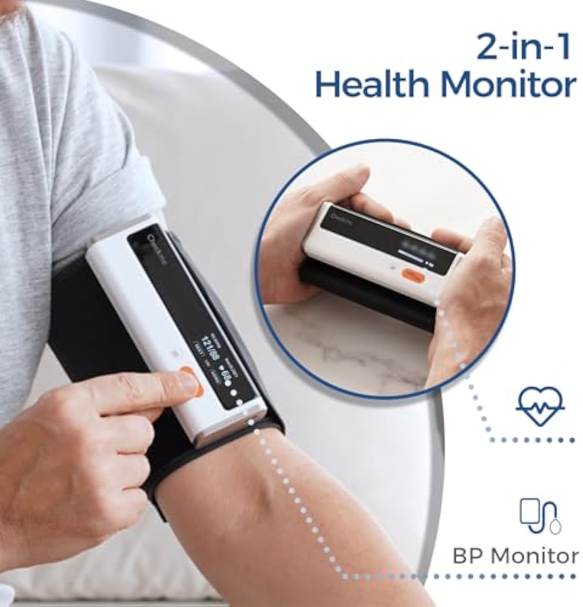 Checkme Bluetooth Blood Pressure Monitor for Home Use, Wireless BP Cuff Automatic Upper Arm Machine, Portable Digital BP Monitor with 50 BP Readings, Unlimited Data Stored in APP for iOS & Android