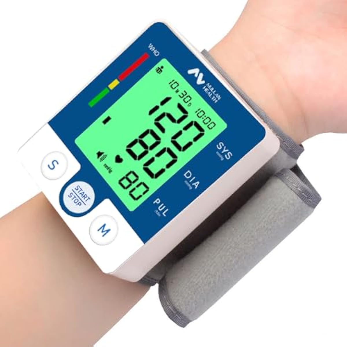 Wrist Blood Pressure Monitor, Automatic Wrist Blood Pressure Machine with Easy One-Touch Operation, Attached Blood Pressure Cuff and Storage