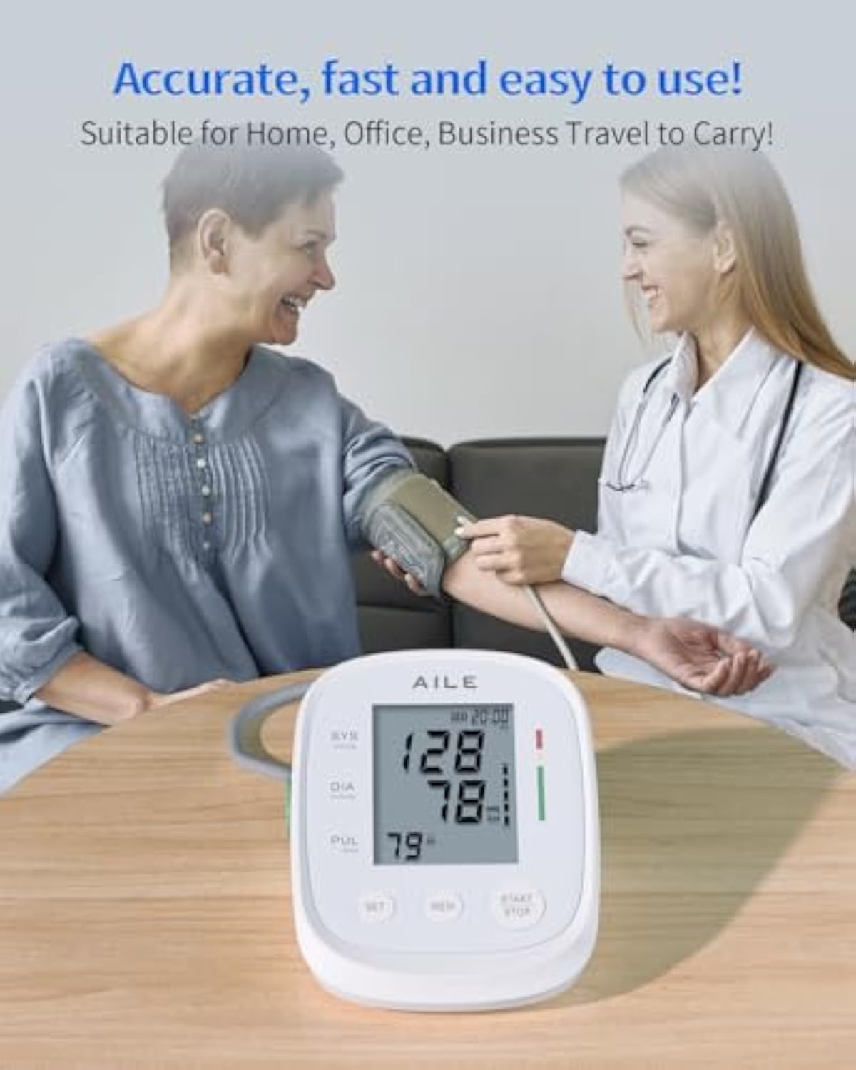 Blood Pressure Monitor,AILE blood pressure machine Upper Arm Large Cuff(8.7\"-16.5\"Adjustable),automatic high blood pressure cuff for home use,(BP)blood pressure monitor,2*99 memory,Easy to use/travel