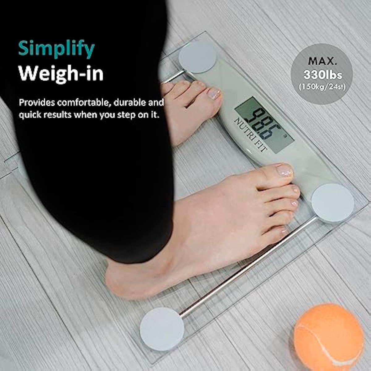 Digital Bathroom Scale for Body Weight, Precision Weighing Scale for Weight Loss, High Accuracy Measurements, 330 Pounds, Step on Technology