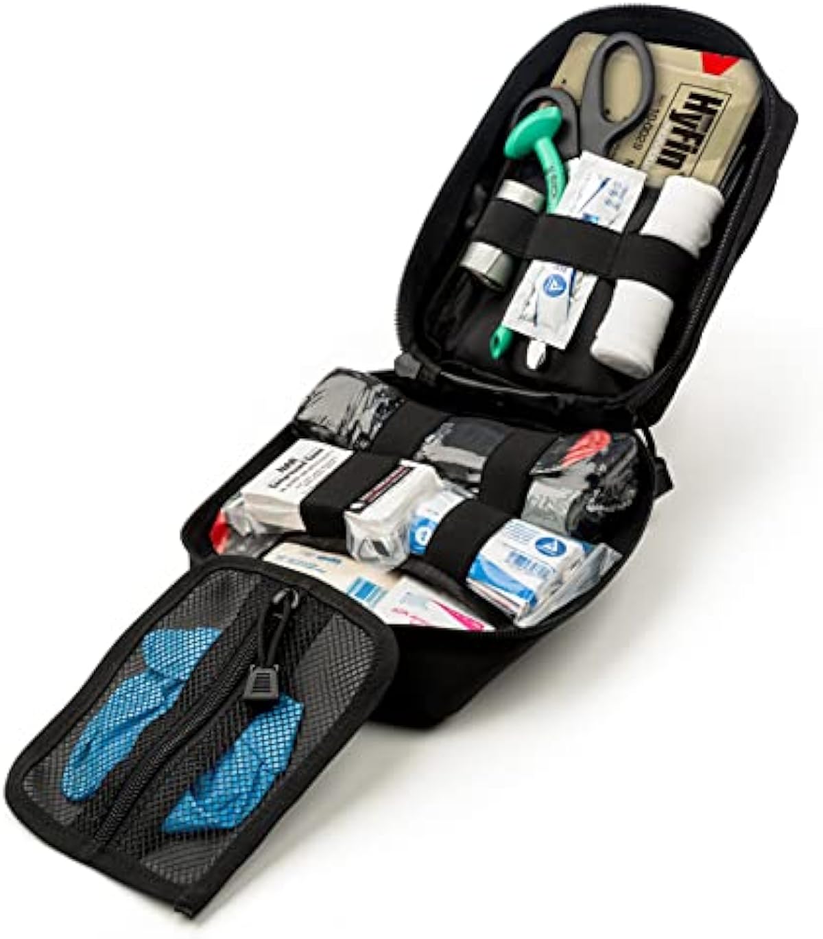 Scherber Premium IFAK Kit Trauma Pack | HSA/FSA Approved | Fully Stocked MOLLE Pouch w/CAT Tourniquet, HyFin Chest Seal, & Israeli Bandage | Trauma Kit for Gunshot, Bleeding, Major Wound Care (Black)