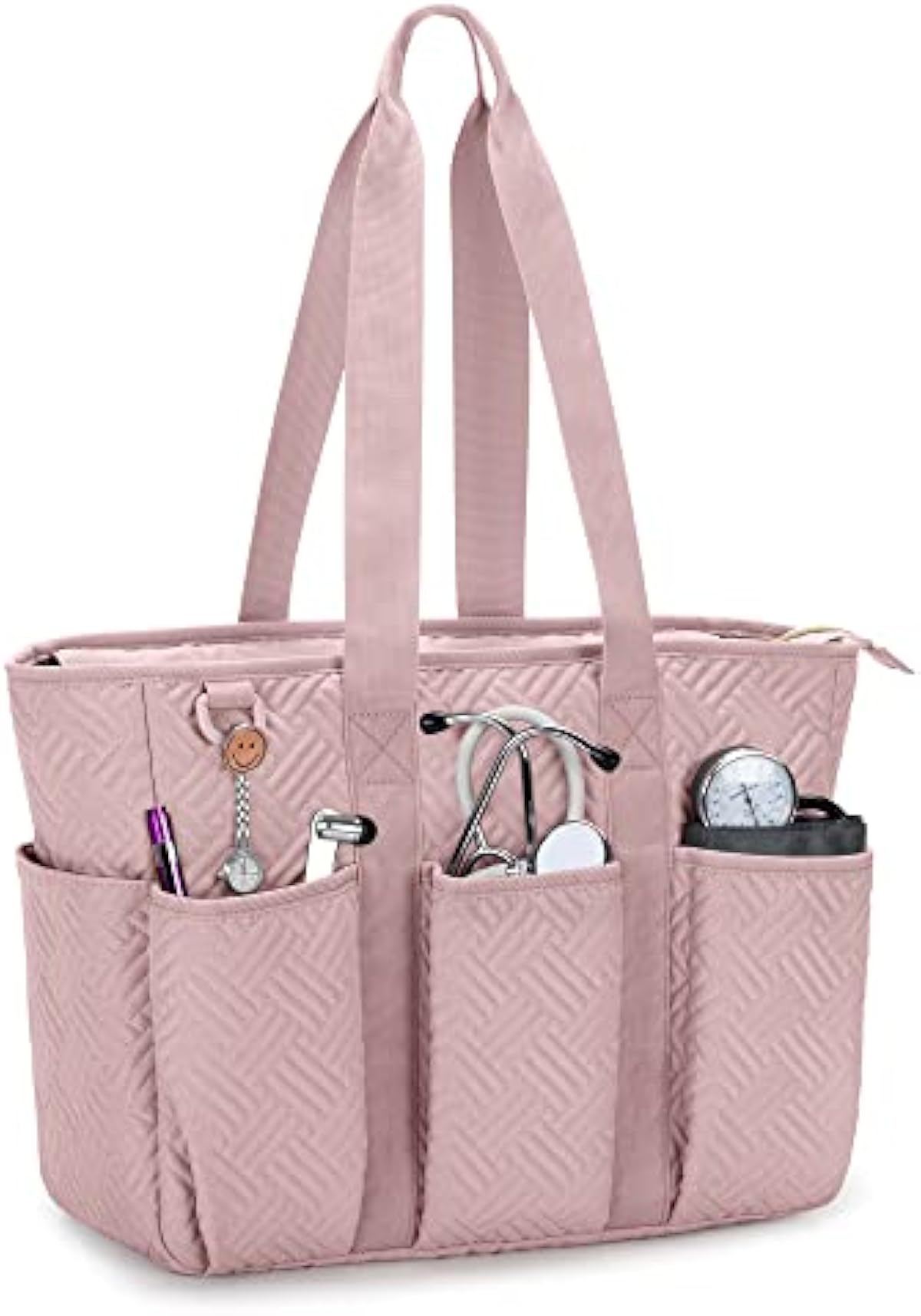 Fasrom Nurse Tote Bag for Work Nurses, Clinical Bag for Nursing Students and Home Health Care Staff, Pink (Empty Bag Only)