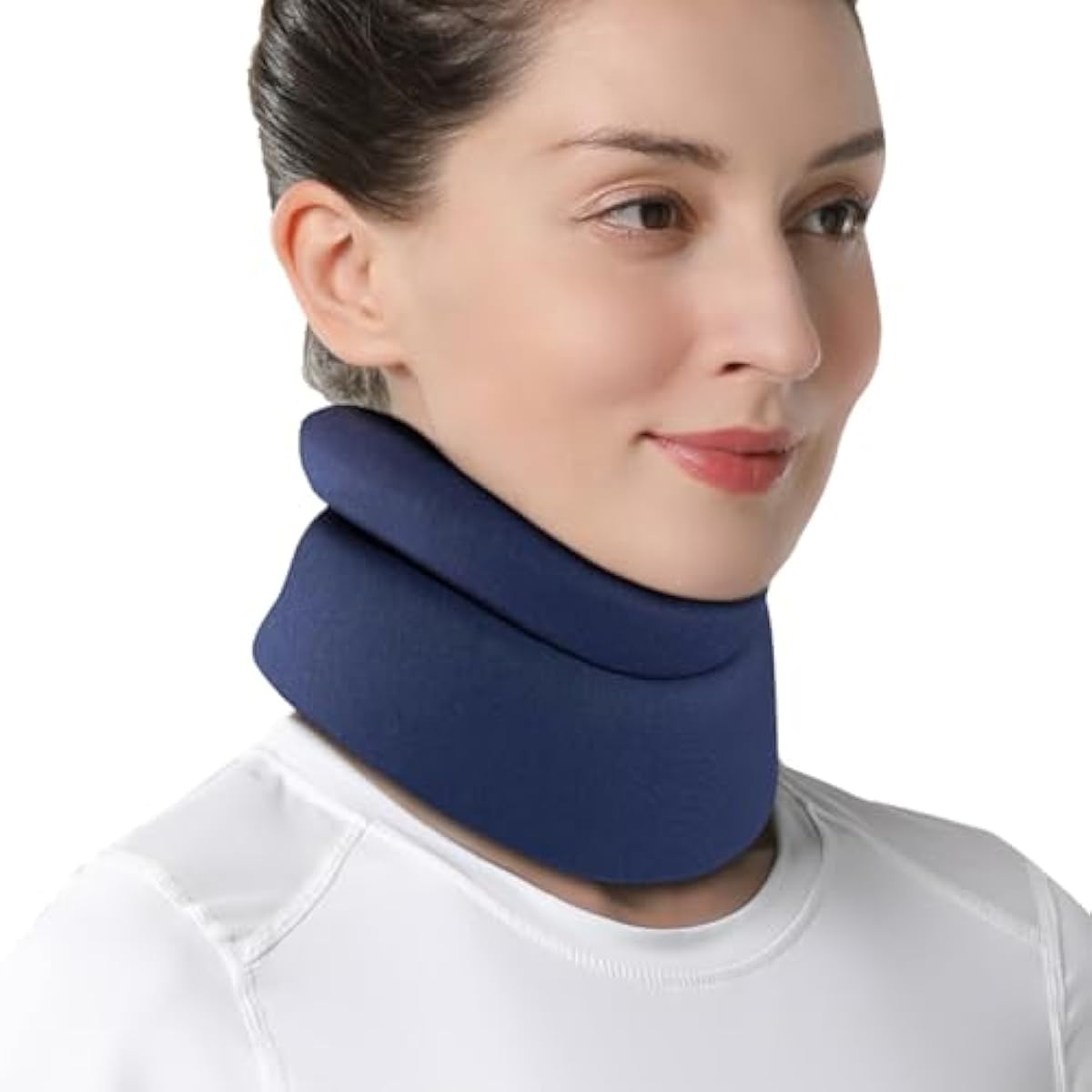 Velpeau Neck Brace for Neck Pain and Support - Soft Cervical Collar for Sleeping in Bed, Snoozing, Sleeping Upright, Anti-Snoring, Sleep Apnea for Women & Men (Blue, Comfort Version, M: 11.5-14\"/3″)