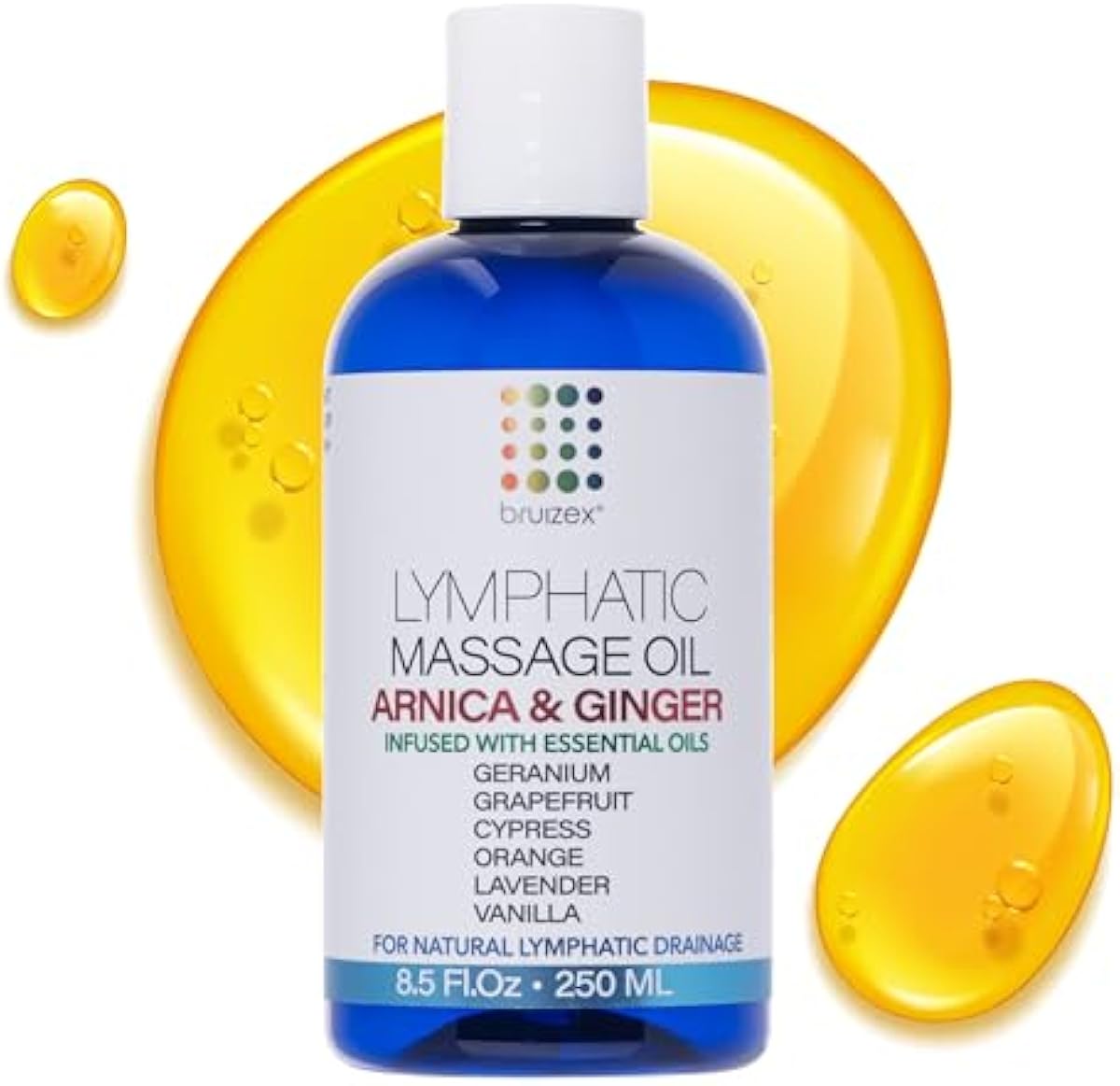 Lymphatic Drainage Massage Ginger Oil with Arnica & Organic Coconut Oil, Post Surgery Recovery & Lipedema, Liposuction, 360 Lipo, BBL, Tummy Tuck, Fibrosis Treatment, Body Detox, 8.5 Oz