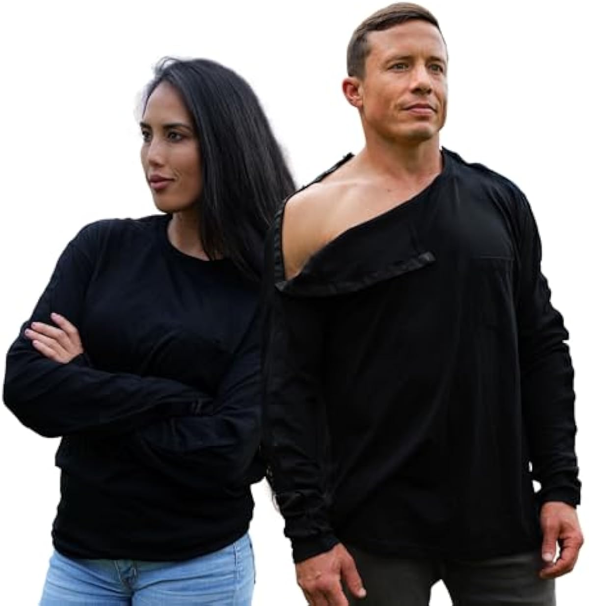 Post Shoulder Surgery Shirts for Women/Men Full Open Snap Design Recovery Clothing for Broken Arm Rotator Cuff | Unisex Fit