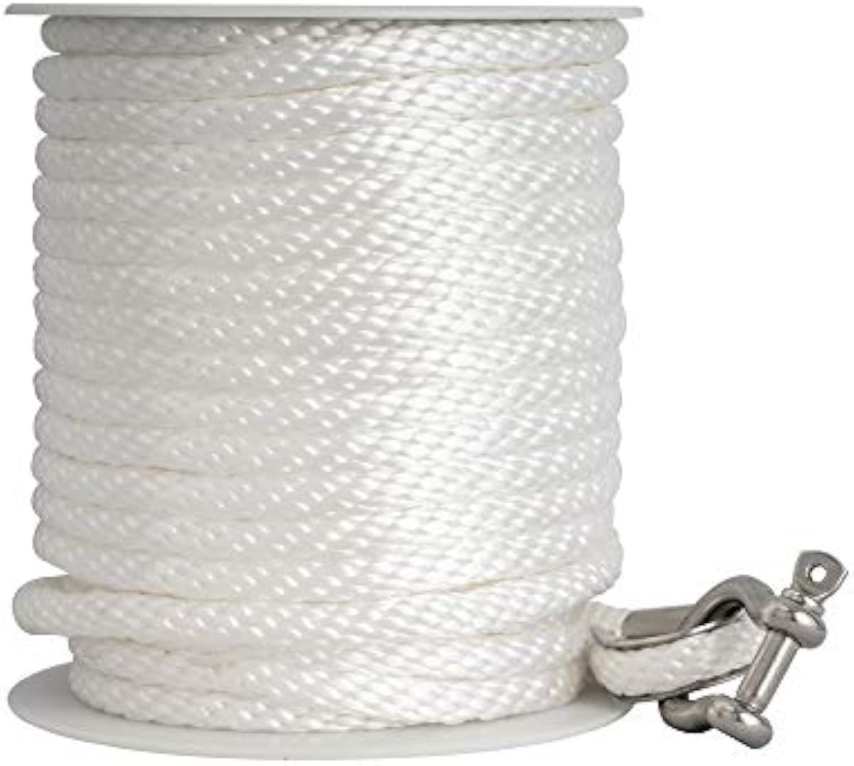 Young Marine Premium Solid Braid MFP Anchor Line Braided Anchor Rope/Line 3/8 Inch 100FT with Stainless Steel Thimble & Shackle (3/8\" x 100\', White)