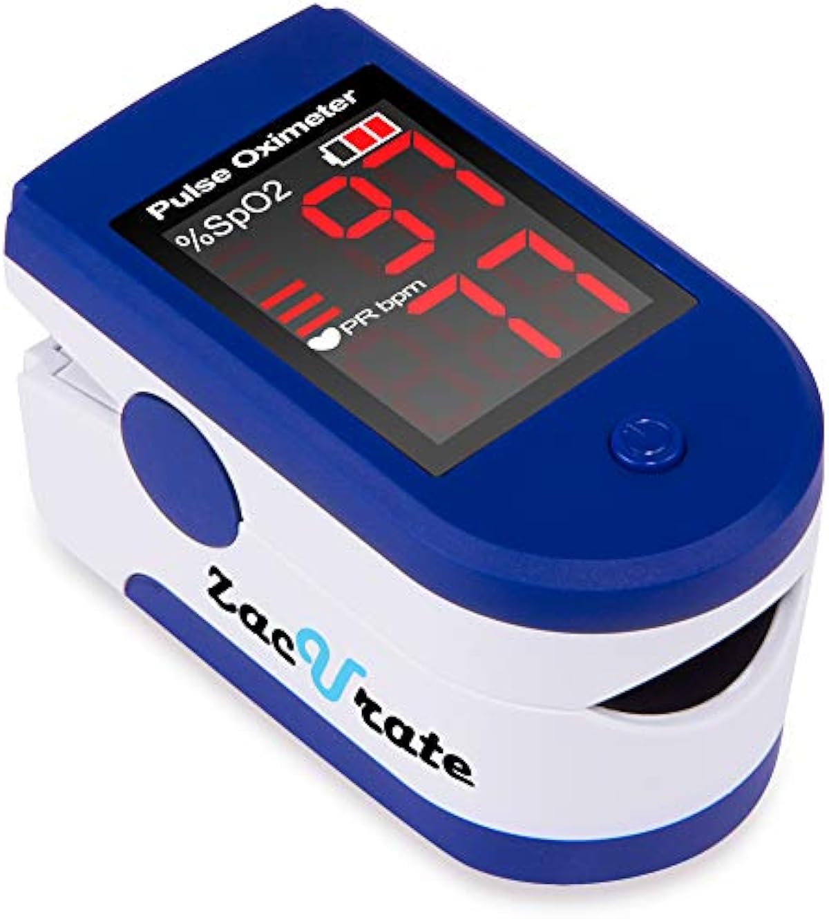 Zacurate Fingertip Pulse Oximeter Blood Oxygen Saturation Monitor with Batteries and Lanyard Included (Sapphire Blue)