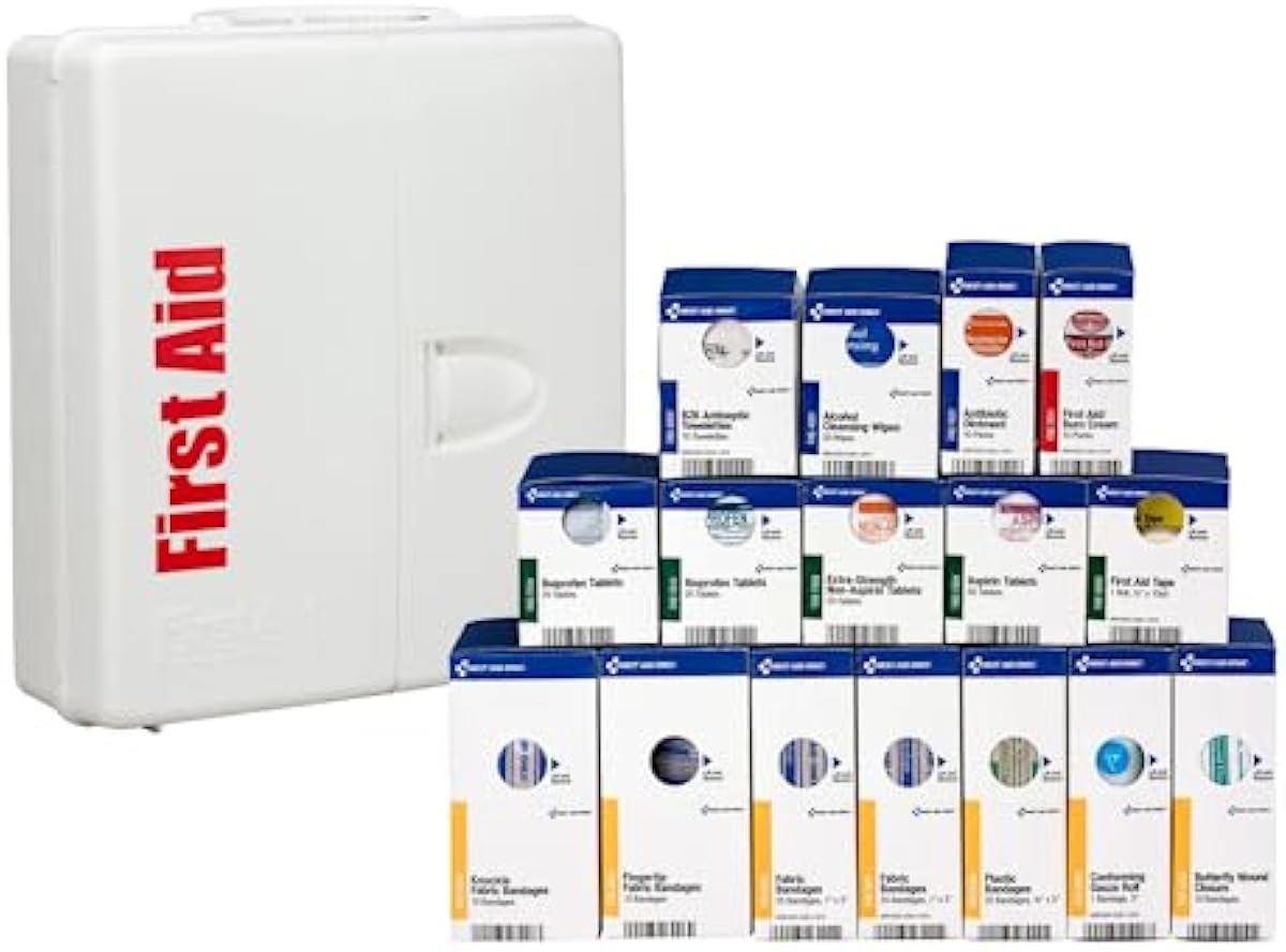 First Aid Only 1000-FAE-0103 SmartCompliance 50-Person OSHA Compliant First Aid Kit for Business, Large Plastic First Aid Cabinet with Medications, 245 Pieces