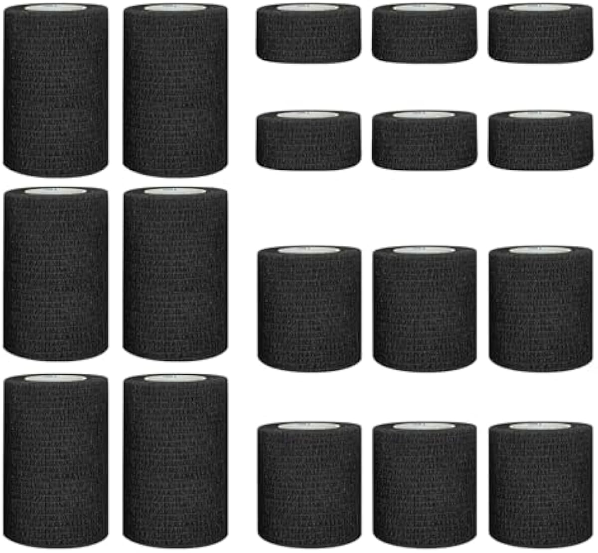 18 Rolls 1\"/2\"/3\" Self Adhesive Bandage Wraps Set, Breathable Elastic Cohesive Bandage Wrap, Vet Wrap, Ankle Tape, Tattoo Tape Wrap, Medical Tape, Color Athletic Tape (Black)