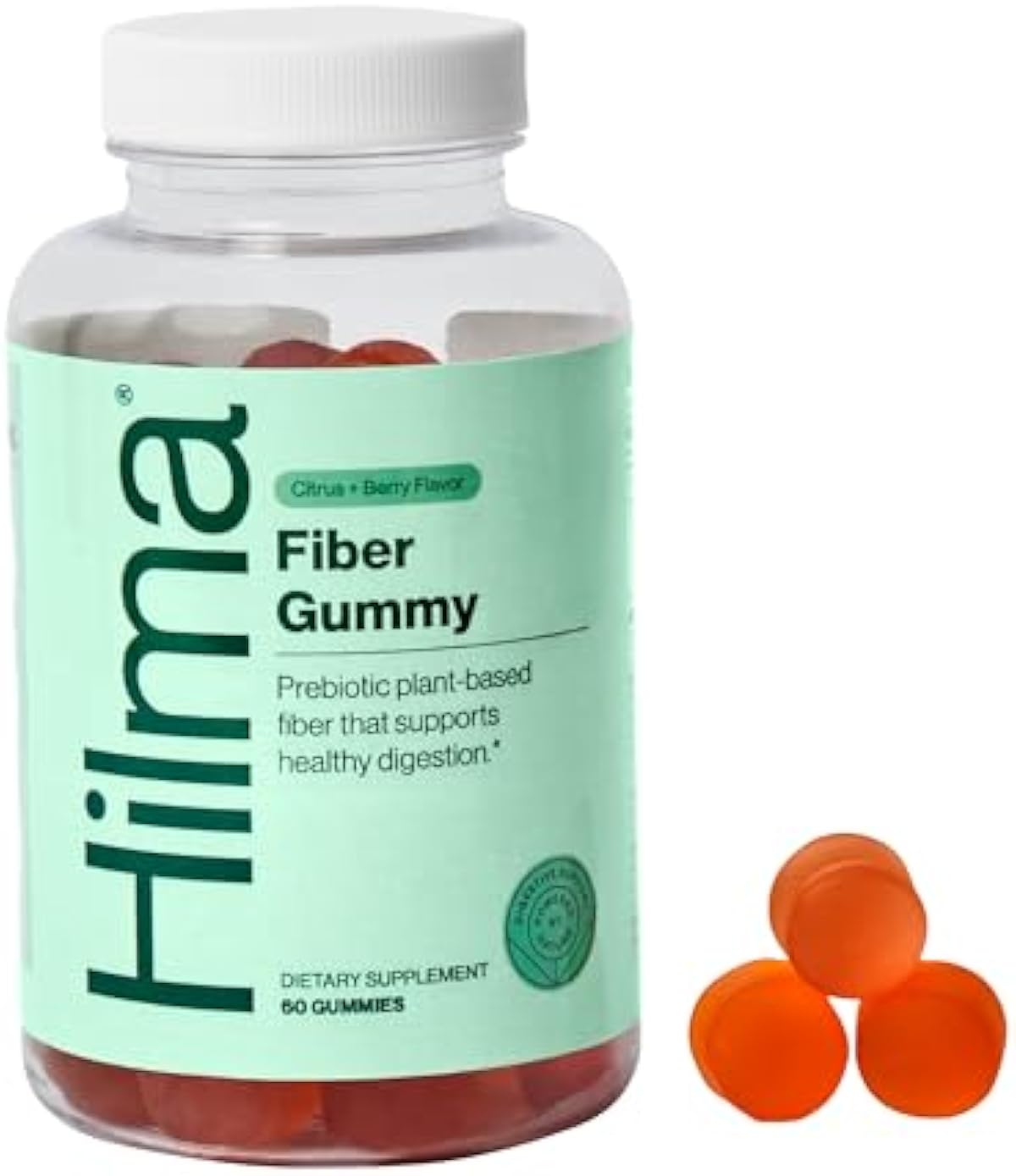 Hilma Prebiotic Fiber Gummies – Daily Fiber Supplement, Gummies for Adults – Supports Gut Health for Women & Promotes Regularity – Citrus & Berry Natural Flavor – FSA Eligible, 60 Count