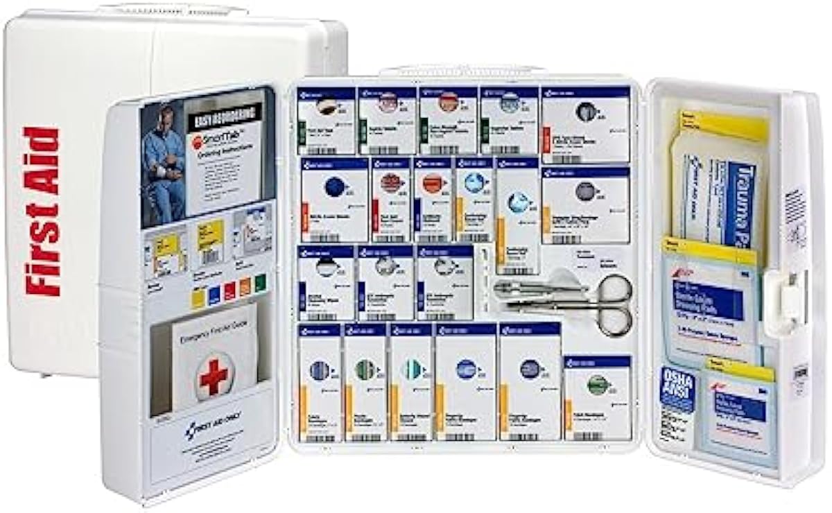 First Aid Only 1000-FAE-0103 SmartCompliance 50-Person OSHA Compliant First Aid Kit for Business, Large Plastic First Aid Cabinet with Medications, 245 Pieces