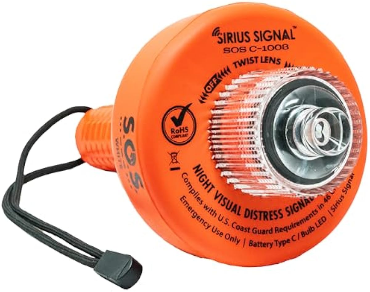 Sirius Signal C-1003 SOS LED Flare Electronic Visual Distress Signal Kit with Daytime Distress Flag and Whistle - CG Approved