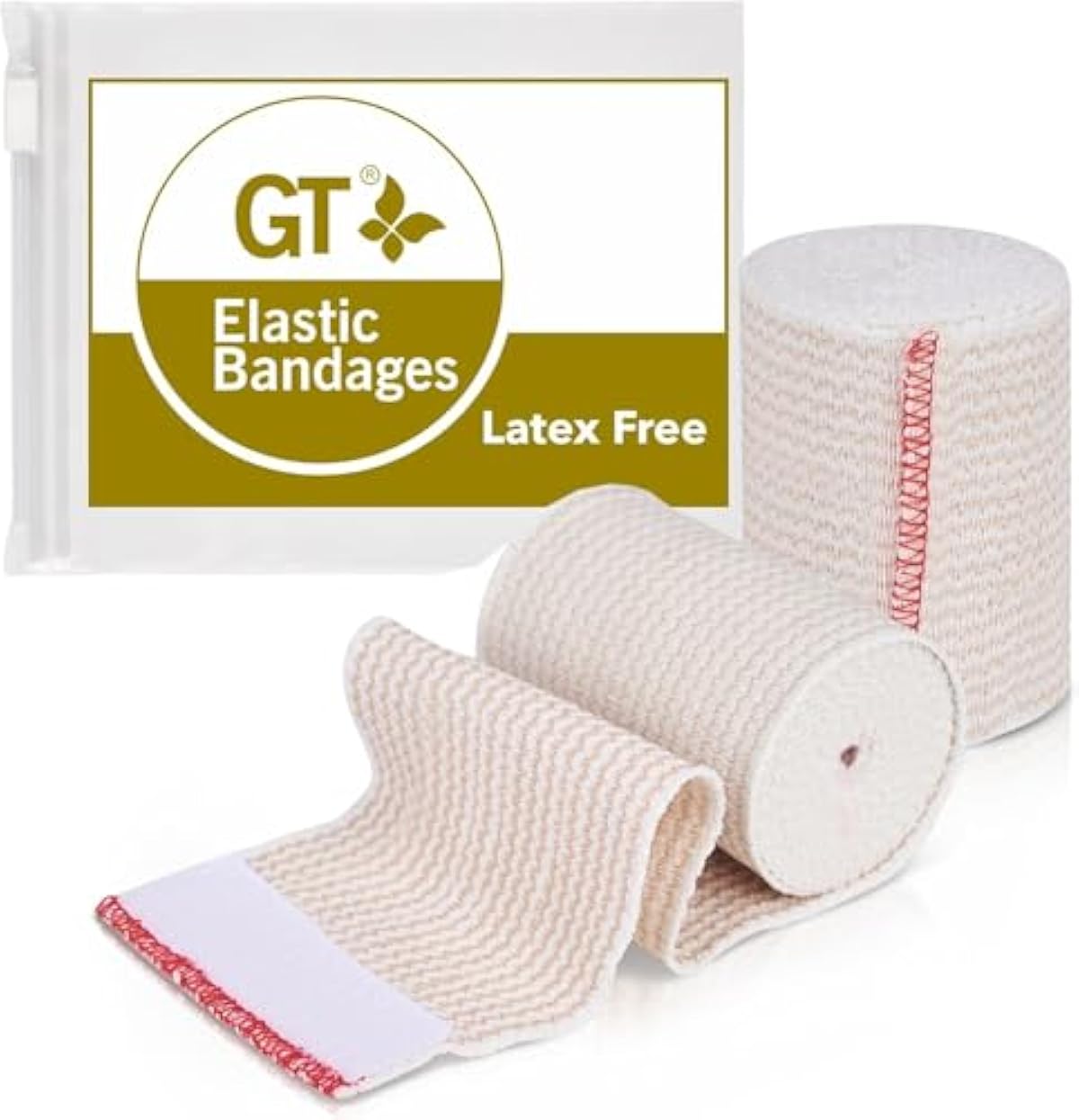 Premium Elastic Bandage Wrap (3\" 2 Pack) - Hook & Loop Fasteners at Both Ends - Latex Free Hypoallergenic Compression Roll - Reusable Bandages for Waist, Legs, Elbow & Knee Wrap