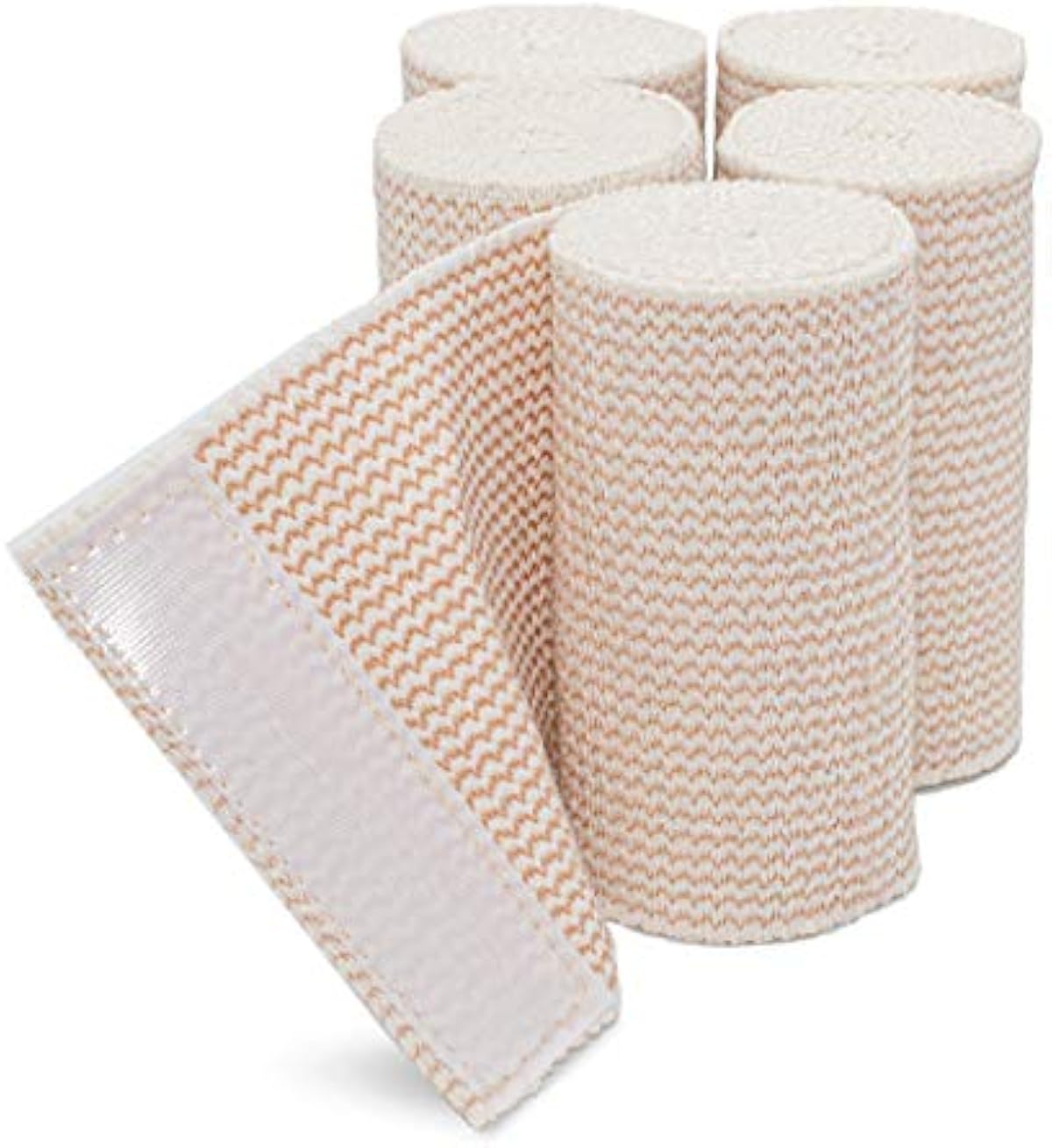 Hospora Cotton Elastic Bandage, 3 Inch x 13-15 feet Stretched Length with Hook and Loop Closure, Latex-Free Compression Bandage(Pack of 5)