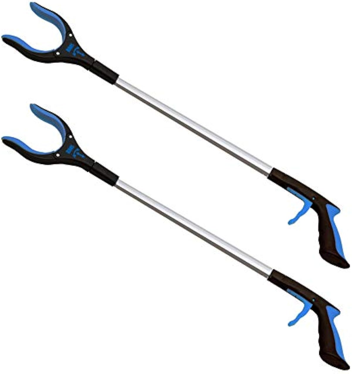 2-Pack 34 Inch Extra Long Grabber Reacher with Rotating Jaw - Mobility Aid Reaching Assist Tool (Blue)