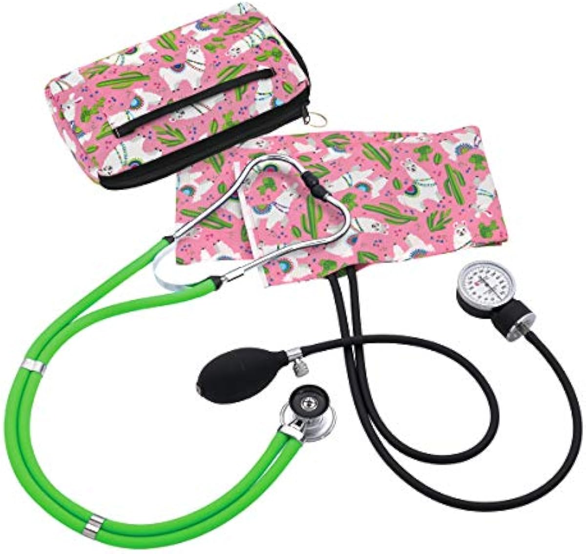 Prestige Medical Aneroid Sphygmomanometer/Sprague-Rappaport Kit, Llamas Pink