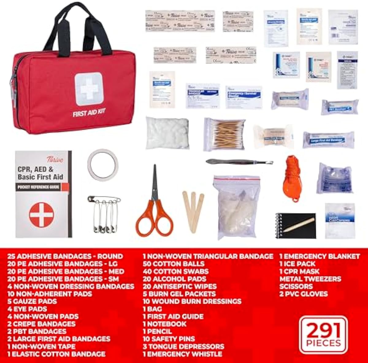 First Aid Kit – 291 Pieces of First Aid Supplies | Hospital Grade Medical Supplies for Emergency and Survival Situations | Ideal for Car, Trucks, Camping, Hiking, Travel, Office, Sports, Pets, Hunting, Home