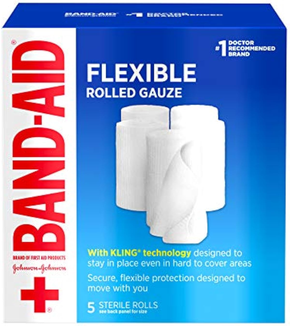 Band-Aid Brand of First Aid Products Flexible Rolled Gauze Dressing for Minor Wound Care, Soft Padding and Instant Absorption, 3 Inches by 2.1 Yards, Value Pack 5 ct