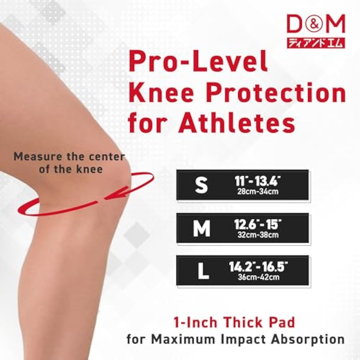 D&M Knee Pads Pad Brace For Women Men Volleyball Compression Sleeve Girls 25mm thick pad White L-size 1pc Made In Japan 837