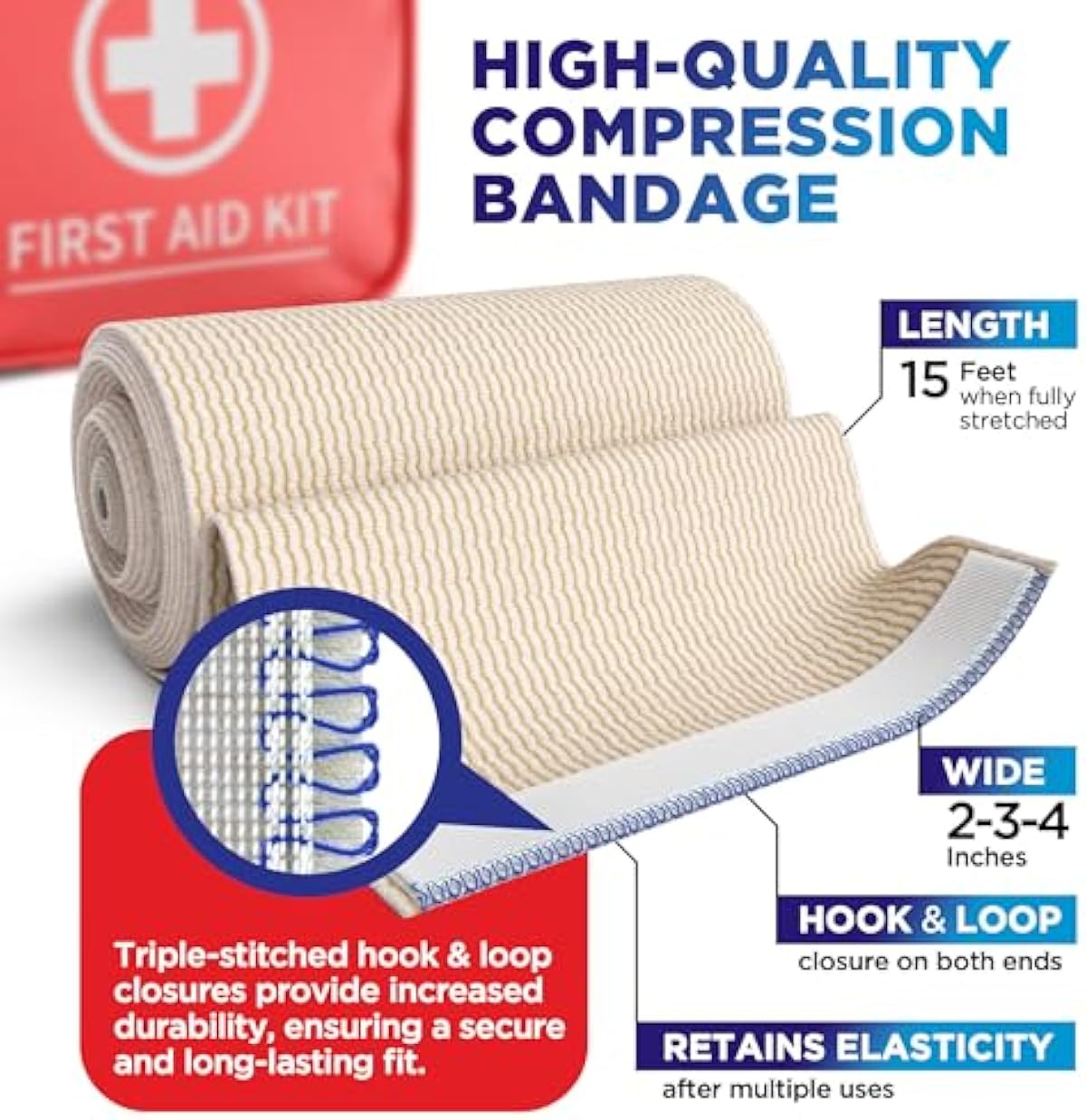 High-Performance Elastic Bandage Wrap - 6pk (2x2in, 2x3in, 2x4in) - Strong Self-Closing Compression Bandage Wrap - Foot, Ankle, Wrist, Knee Wrap