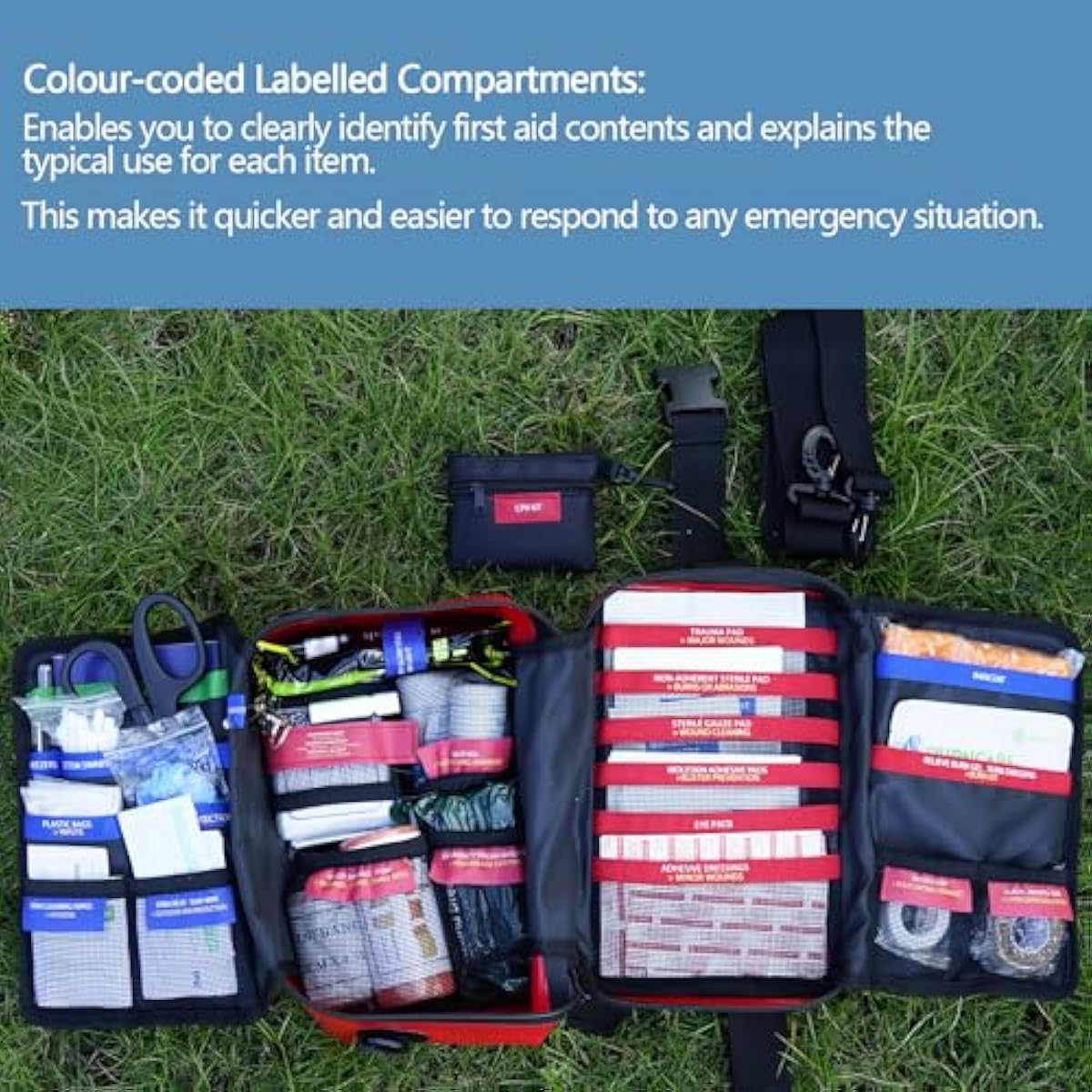 Waterproof First Aid Kit -Marine First Aid Kits with Labeled Compartments, Advanced Emergencies Medical Kits for Car, Boat, Camping, Hurricanes and Outdoor Emergencies- 348 Piece Kit