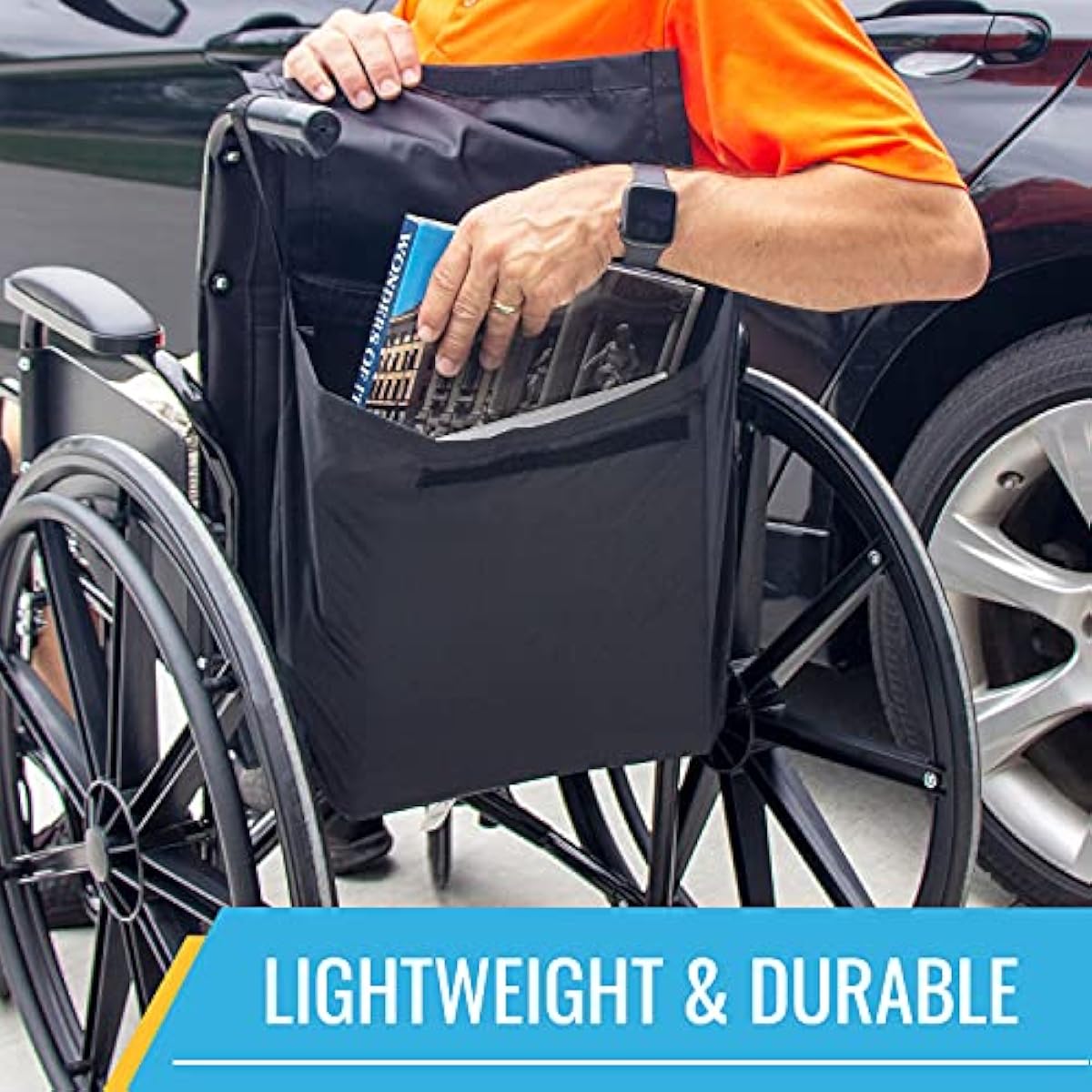 DMI Wheelchair Bag Provides Storage on Wheelchairs and Transport Chairs for Elderly and Disabled, FSA HSA Eligible, Straps for Quick and Easy Install, Black