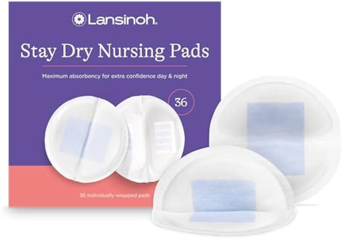 Lansinoh Stay Dry Disposable Nursing Pads, Soft and Super Absorbent Breast Pads, Breastfeeding Essentials for Moms, 36 Count