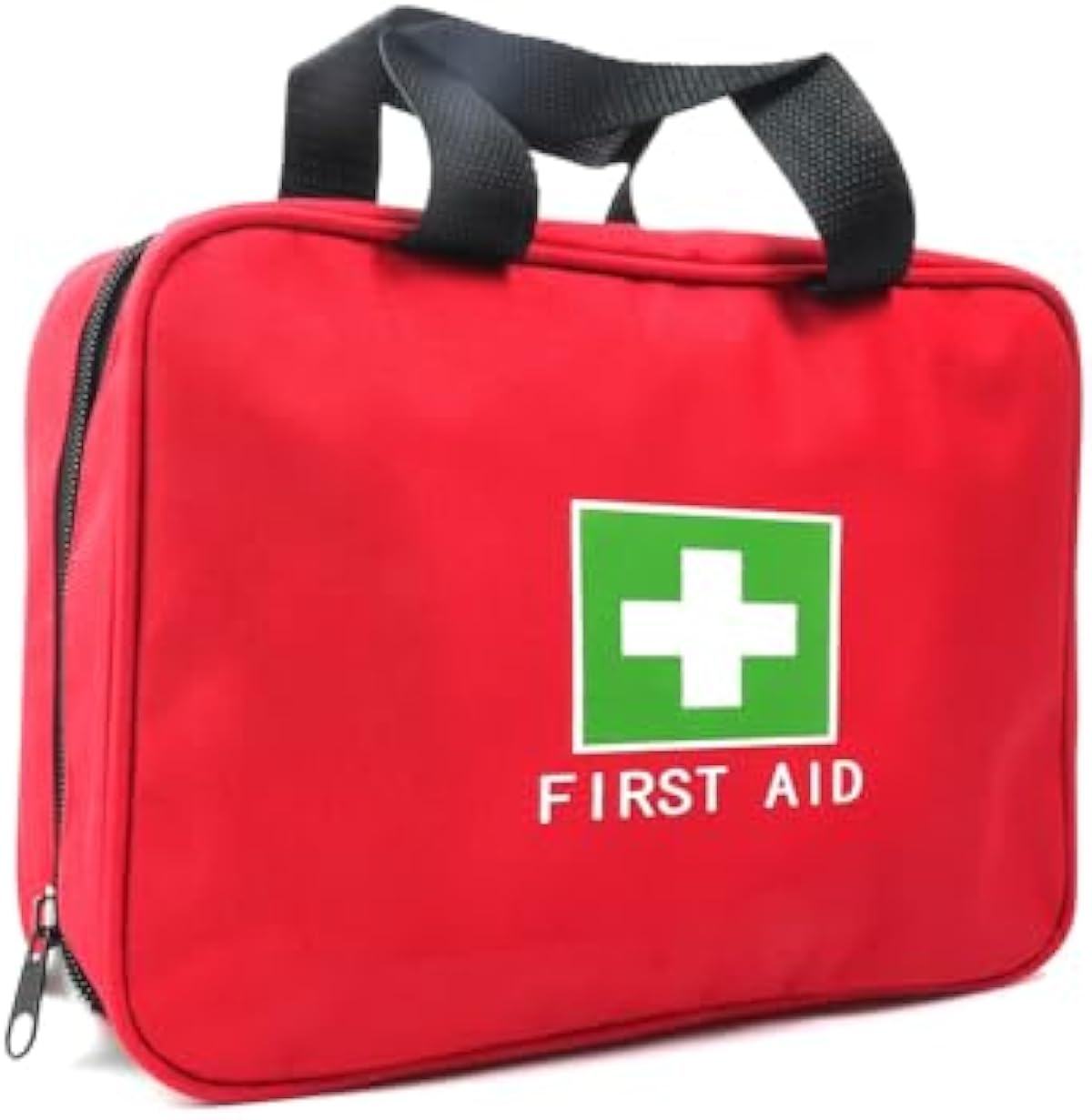 Red First Aid Bag Empty Travel Rescue Pouch Medical Bags First Responder Storage Compact Survival Medicine Emergency Bag for Car Home Office Kitchen Sporting Outdoor (Zipper MHS)