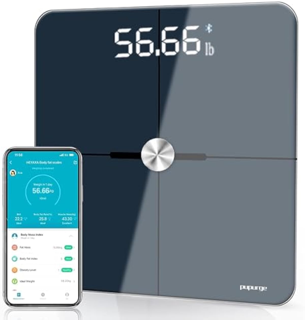 smart scale for body weight, bathroom scales for weight accurate to 0.1lb/0.05kg can be calibrated,25 Body Composition Analysis APP, Bluetooth body weight scale with bmi, body fat, muscle mass 400 lbs