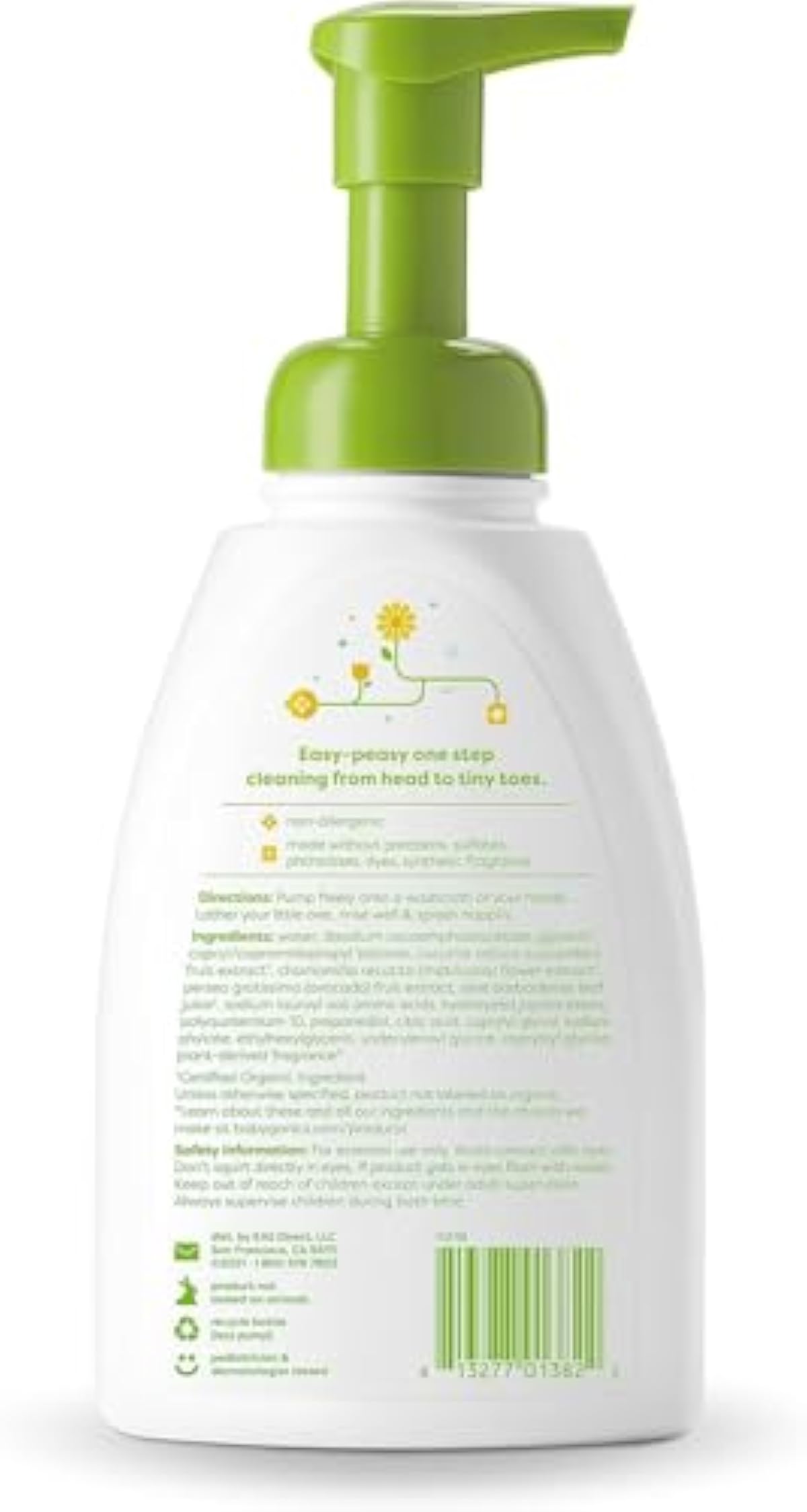 Babyganics Baby Shampoo + Body Wash Pump Bottle, Chamomile Verbena, 16oz, 3 Pack