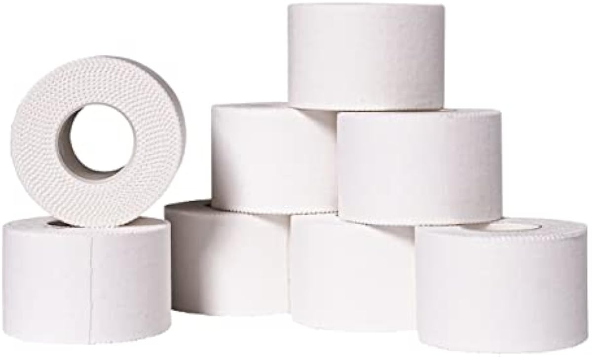 Athletic Sports Tape – 4 Adhesive Rolls -No-Sticky Residue – White Medical Tape - Sport Tape -Skin Friendly Athletic Tape 1.5\" x 10 Yards for Athletes, Coaches, Amateurs (White- 40 Yards)