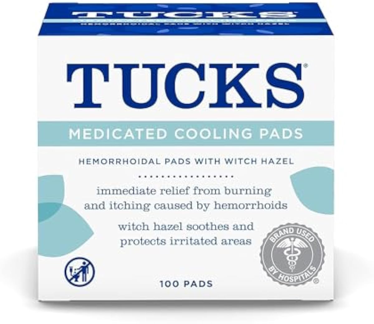TUCKS Medicated Cooling Pads, 100 Count – Pads with Witch Hazel, Cleanses Sensitive Areas, Protects from Irritation, Hemorrhoid Treatment, Medicated Pads Used By Hospitals